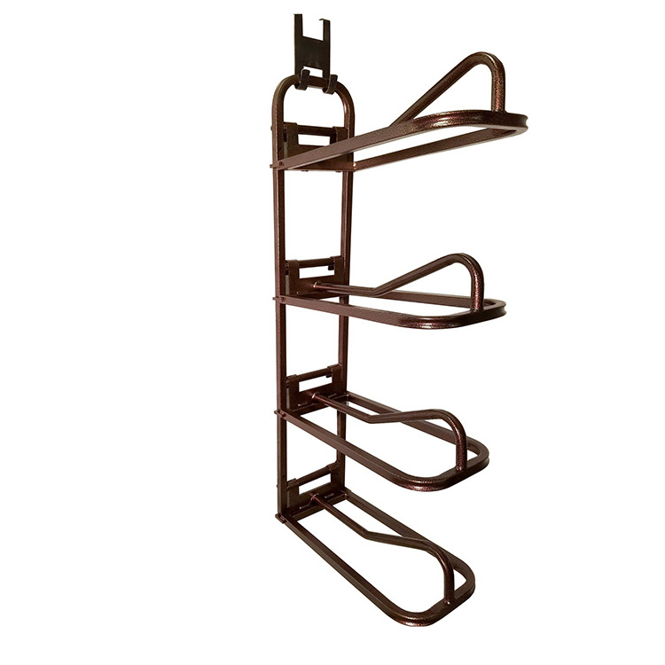 JH-Mech Wall Mount 4 Tier Frame Saddle Hanging With Four Fully Adjustable Saddle Arms Metal Horse Saddle Rack