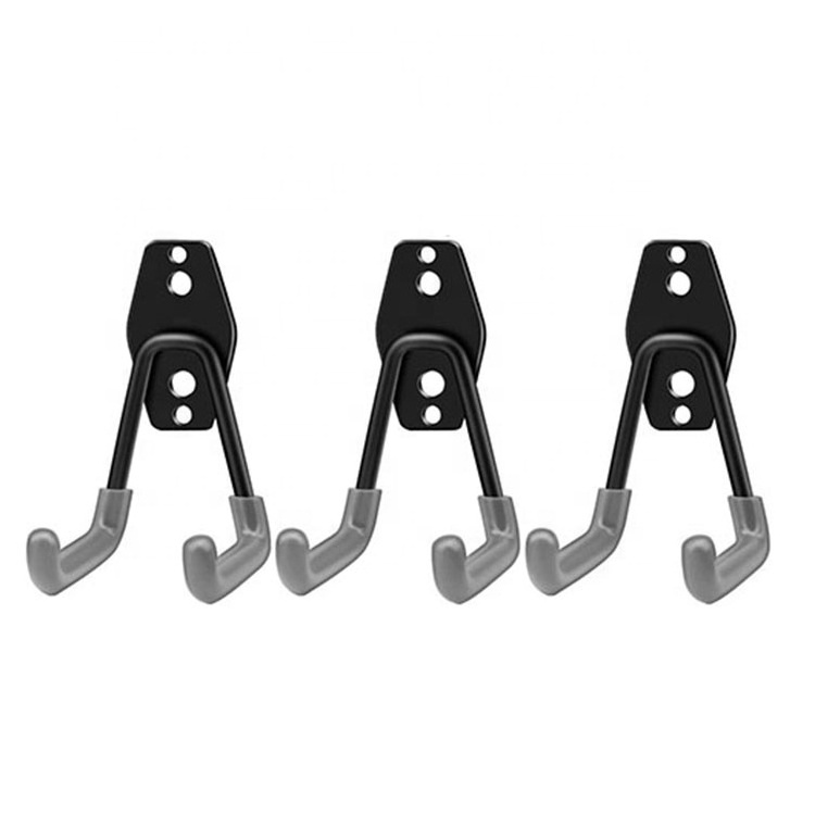 JH-Mech Wall Mount PVC Coated Double Hooks for Home Garage Storage