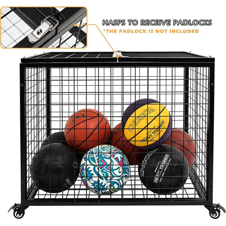 JH-Mech Sports Equipment Organizer For Kinds Balls For Garage Swimming Pool Ball Storage Rack Wire Mesh Ball Cart