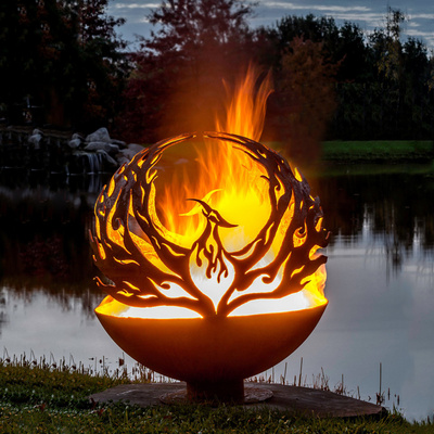 JH-Mech OEM Modern Outdoor Landscape Fire Sphere Patio Bonfire Steel Sphere Fire Pit