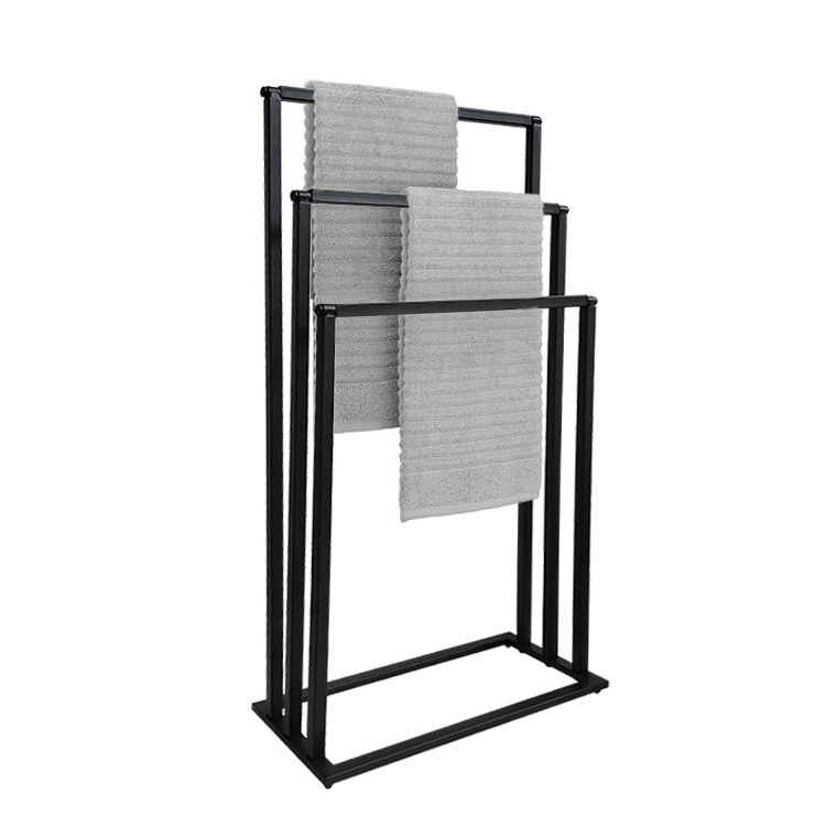 JH-Mech New Portable Hotel Shower Room lavatory Tall Metal square Freestanding 3 Tier Towel Rack