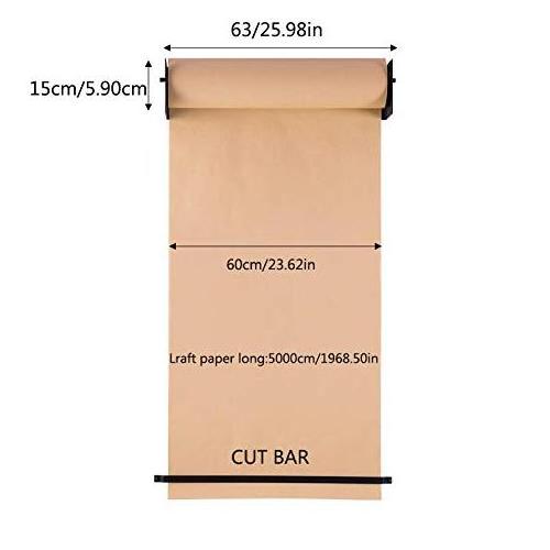 JH-Mech Wall Mounted Kraft Paper Roll Holder Dispenser with Cutter Bar Fit 24