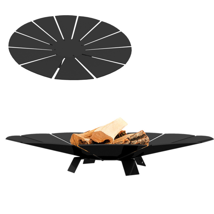 JH-Mech Fire Pit Bowl Cast Iron With Heat-Resistant Coating Outdoor Fire Pits