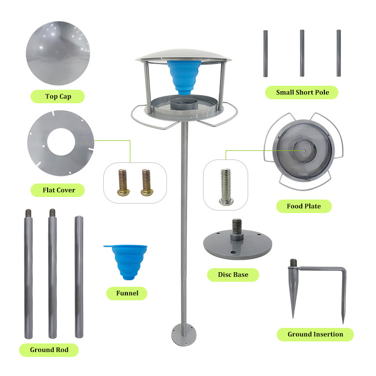 JH-Mech Automatic Feeder Rubber Bowl Ground or Base Installation Powder Coating Metal Bird Feeder