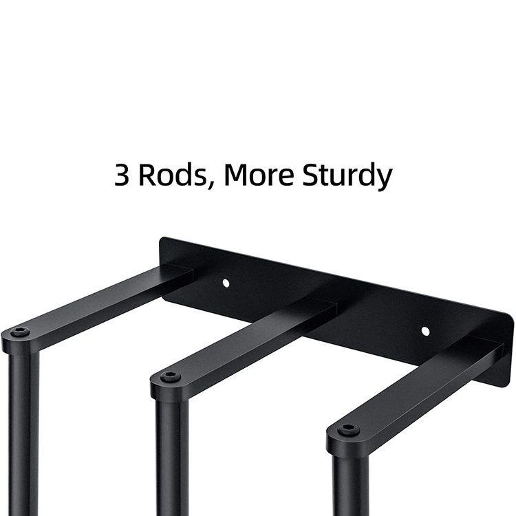 JH-Mech Bath Towel Holder Stand for Blanket Rack Big Capacity Metal Black Coating Wall Towel Rack