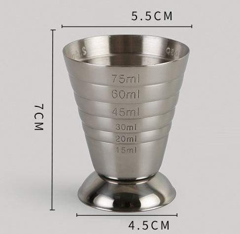 JH-Mech Stainless Steel Custom Logo Measuring Shot Cup Ounce metallic double Rose Gold Bar Cocktail Handle Jiggers