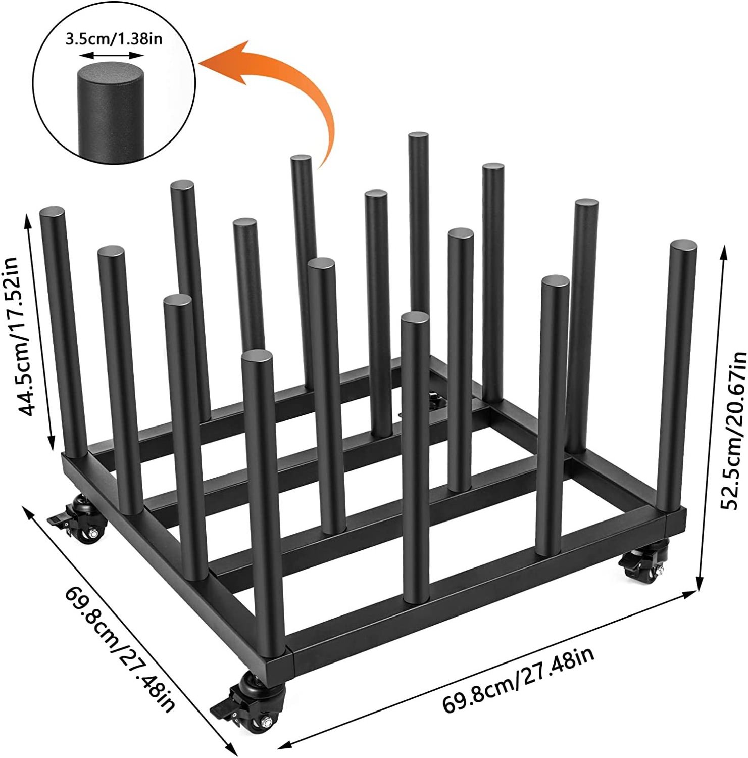 JH-Mech OEM Fabric Vinyl Roll Stand  360 Caster Durable And Stable Metal Vinyl Cart Mobile Rack