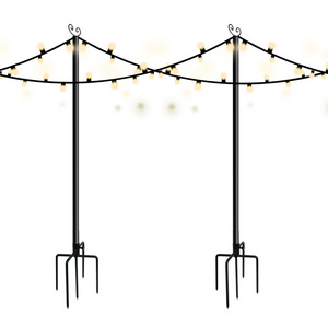 JH-Mech Heavy Duty Raw Metal Festoon Pole Light Pole Flat Base Festoon Stand Pole