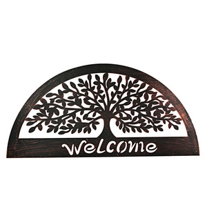 JH-Mech Wall Mounted Sign Home Decor Hanging Plaque 31 Inch Welcome Tree Copper Metal Wall Art Home Decor