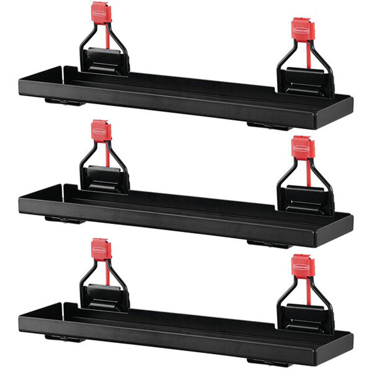 JH-Mech Custom Sturdy and Easy to Use Black Metal Slatwall Shelf Heavy Duty Steel Garage Slatwall Shelving