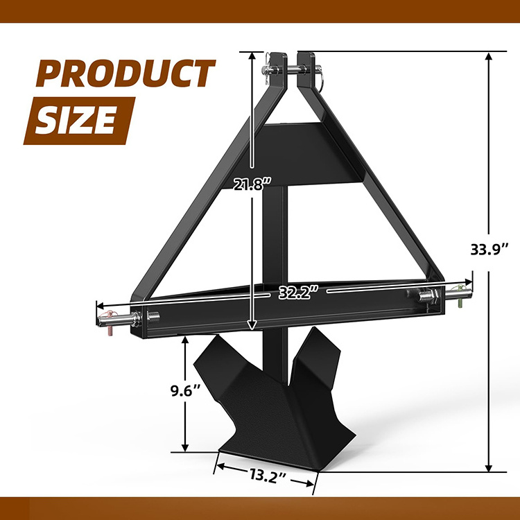 JH-Mech Heavy Duty Rust Proof Hitch Tractors 3 Point Middle Mechanical Soil Tiller Adjustable Carbon Steel Furrow Plow