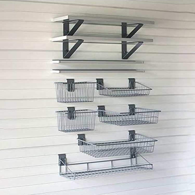 JH-Mech Slatwall Store Shelves and Basket Organization Garage or Storage Space Requires Heavy Duty Metal Slatwall Shelves