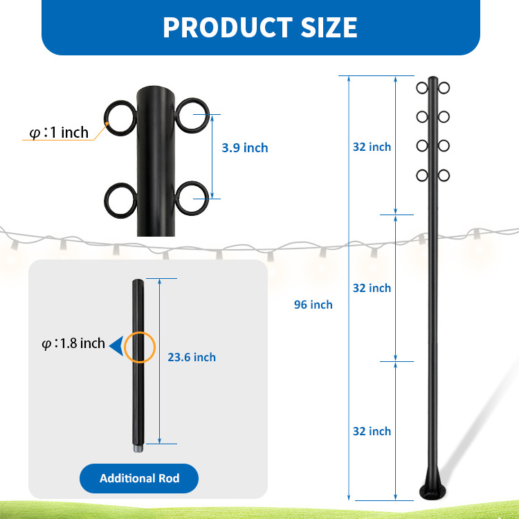 JH-Mech Backyard Metal Shade Sail Post Awning Canopy Supported Heavy Duty Steel Sun Shade Sail Poles Kit