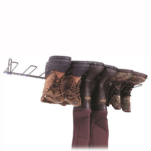 JH-Mech Custom Shoe Wader Hanger Storage Organizer Easy Installation Durable 4 Pairs Wall Mounted Metal Wire Boot Rack