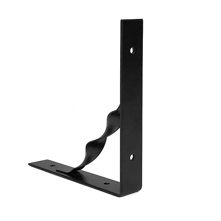 JH-Mech Heavy Duty Triangle Twisted Wall Shelf Bracket Black Metal Floating Shelf Bracket