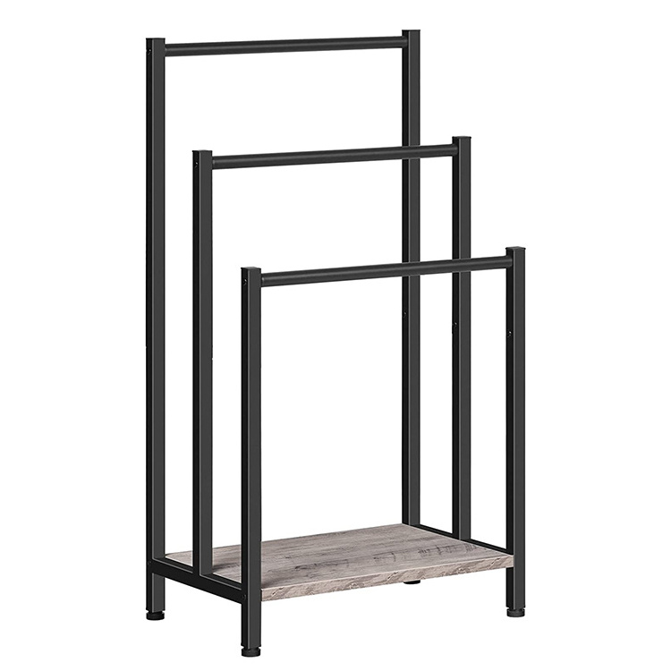 JH-Mech Elegant Industrial Greige and Black Freestanding Attention to Details Stand Stainless Steel Towel Rack for Bathroom