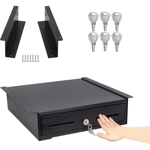 JH-Mech Heavy Duty 13 inch Black Push Open Cash Drawer Under Counter Mounting Bracket Metal Under Desk Drawer