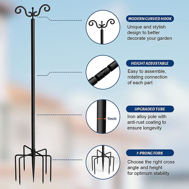 JH-Mech OEM Outdoor Easy Installation Widely Used Adjustable Height Waterproof Metal Iron Alloy String Light Poles