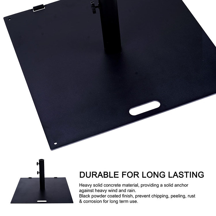 JH-Mech Black Outdoor Updated Movable Rolling Heavy Duty Square Steel Plate Stand 40 Lbs Patio Umbrella Stands