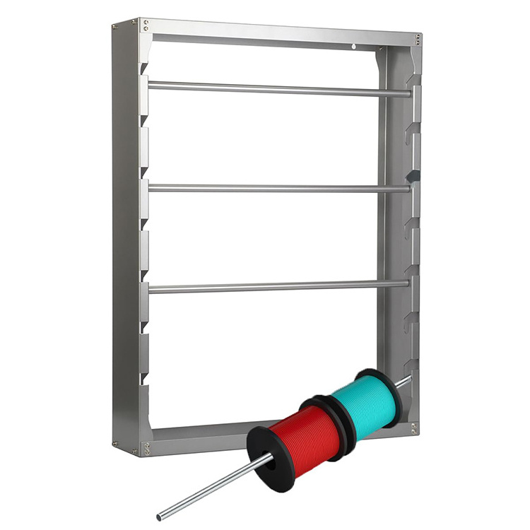 JH-Mech Cable Wire Spool Rack OEM Heavy Duty Retail Use with 4 Adjustable Rods Metal Wall Mounted Wire Spool Rack