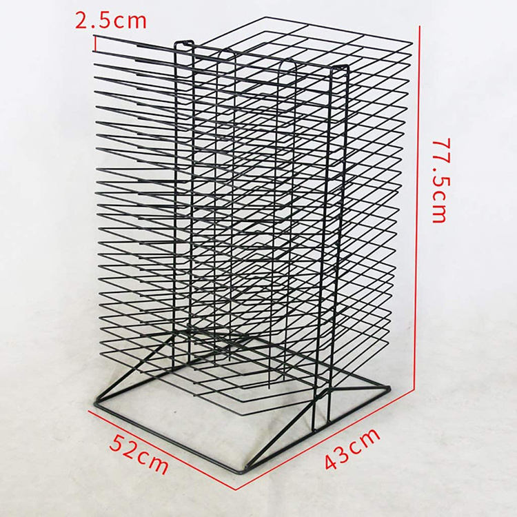 JH-Mech 50 Shelves 17 x 20 x 30 Inches Great for the Art Classroom or Studio Black Double Sided Wire Metal Drying Rack