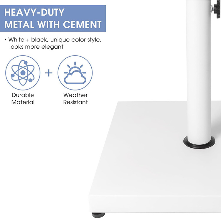 JH-Mech Outdoor Weather Resistant Design Patio Built in Cement White Powder coated Carbon Steel Umbrella Base