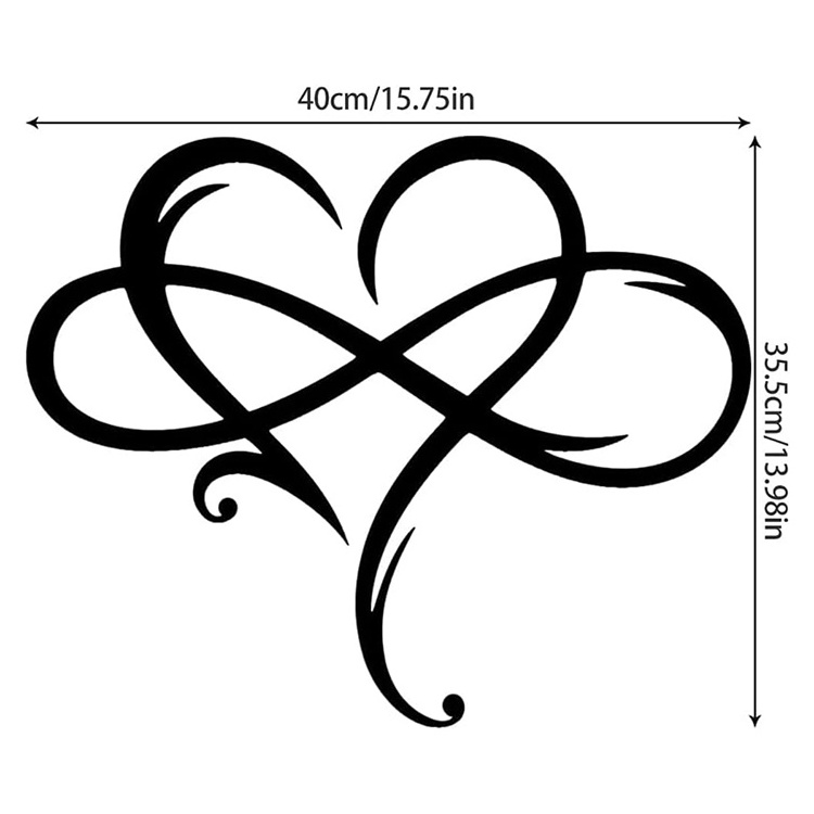 JH-Mech Easy to Install Romantic Design Infinity Heart Love Sign Black Steel Material Laser Cutting Metal Wall Art