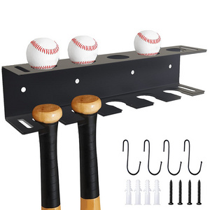 JH-Mech Baseball Bat Rack Custom Indoor Wall Mounted Bending 2-Layer Black Powder Coated Steel Baseball Bat Display Rack