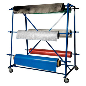 JH-Mech Fabric Roll Racks 6 Roller Capacity Durable Design Metal Fabric Rolling Display Rack Textile Fabric Roll Rack