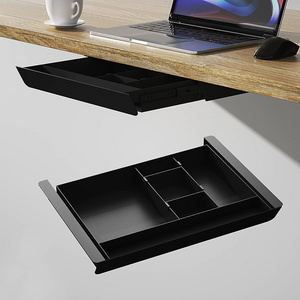 JH-Mech Custom Large Storage Organizer Adjustable Sliding Pull Out Black Powder Coated Durable Material Metal Under Desk Drawer