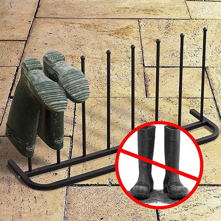 JH-Mech Steel Wellie Holder Free Standing Over Knee High Boot Storage Stand 4 pairs Wellington Boot Rack