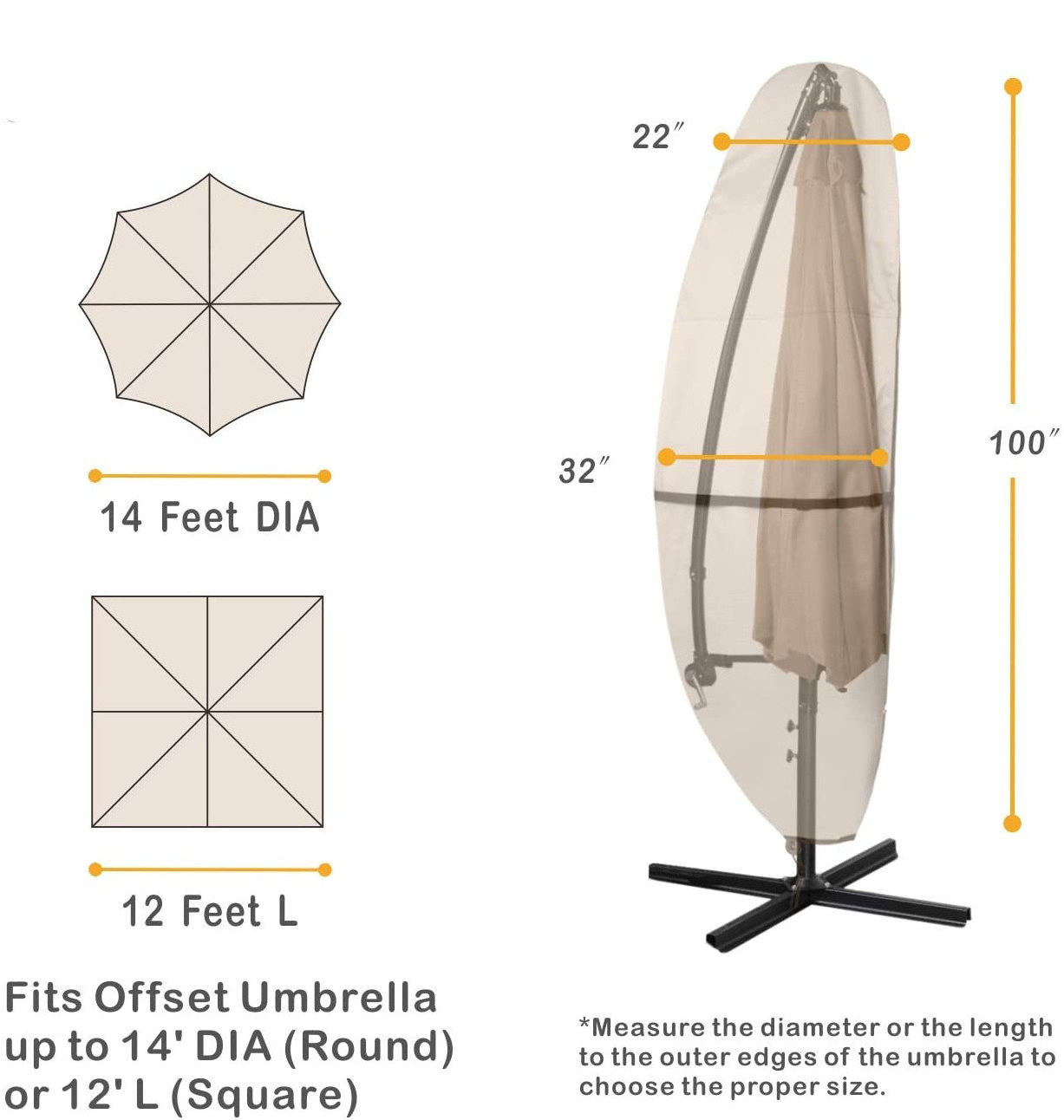 Waterproof Outdoor 420D Oxford Patio Umbrella Parasol Cover with Storage Bag