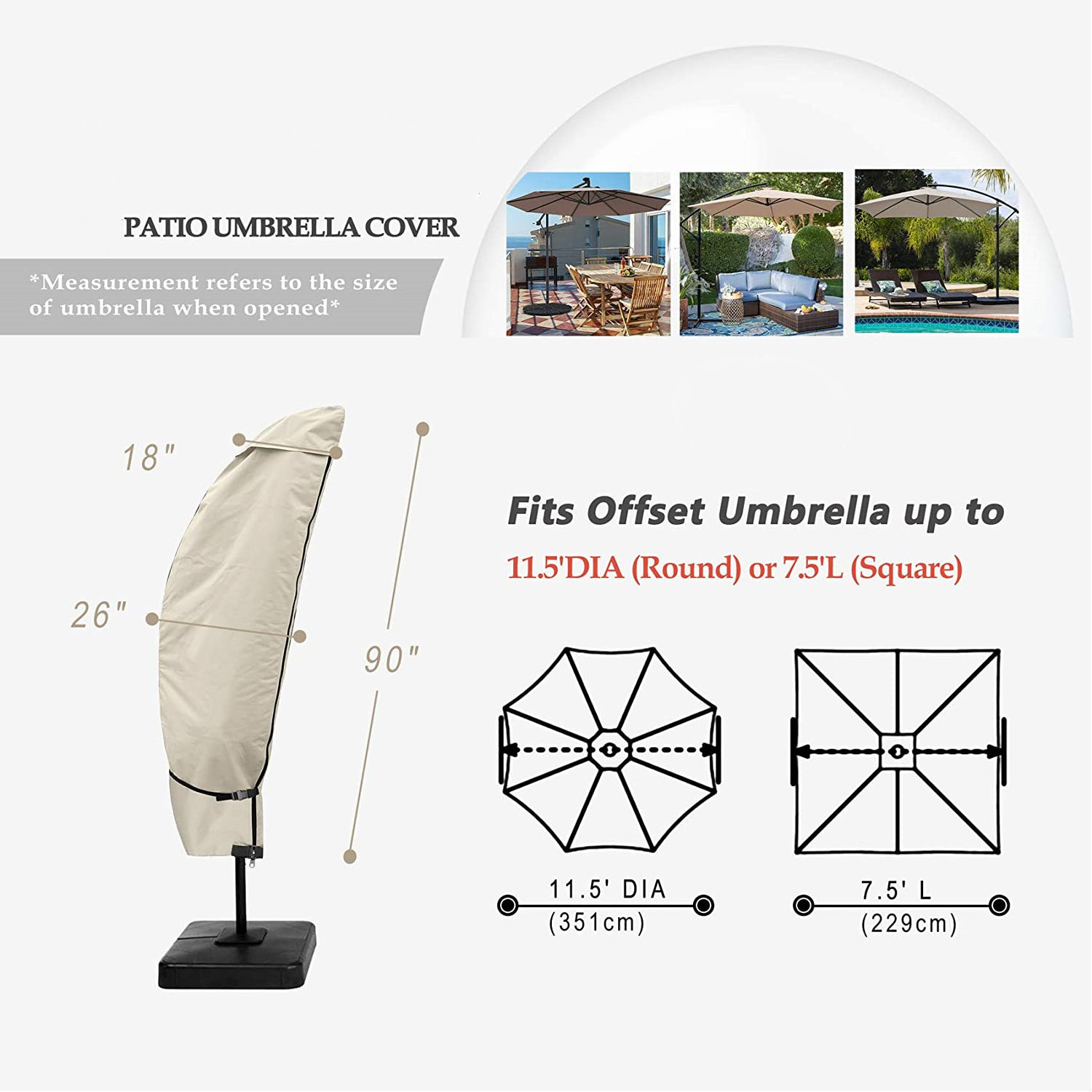 outdoor cover beach umbrella anti UV sunscreen snow proof dust proof umbrella cover waterproof patio furniture cover