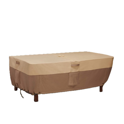 All weather Waterproof Anti UV customize table cover Rectangular Oval Patio Table with Umbrella Hole Chair Set Cover