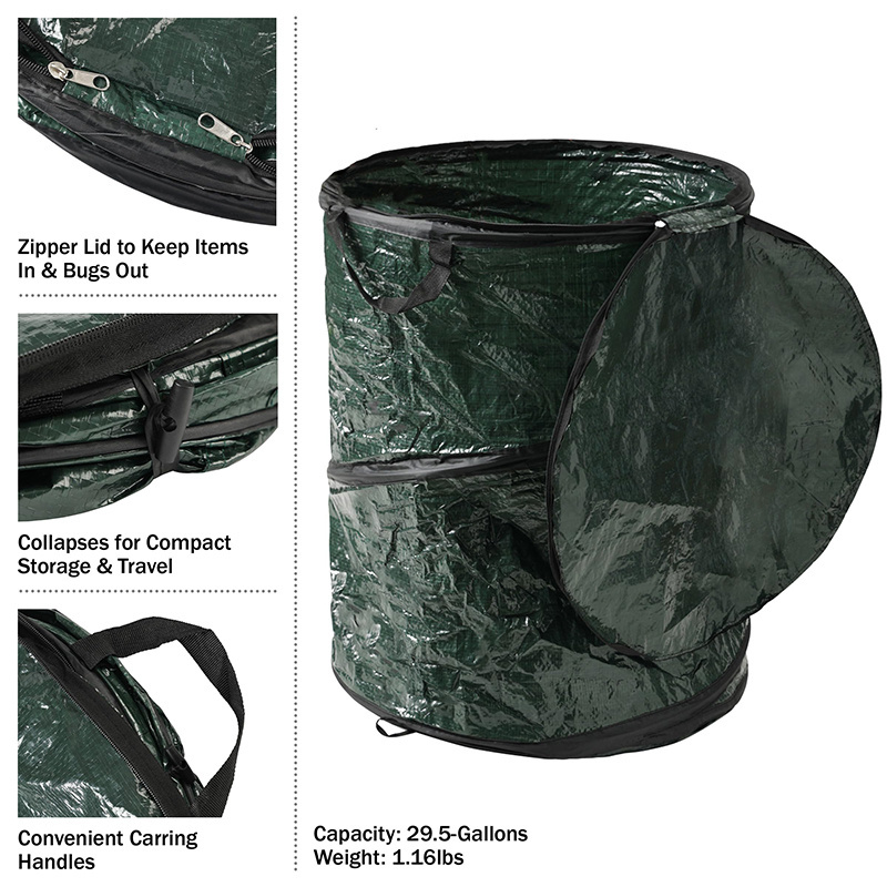 Hot Selling 33-Gallon Eco-friendly Collapsible Pop Up Gardening Waste Bag Leaf Bag