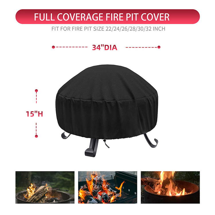 Dustproof Protective Heavy Duty Waterproof 600d Polyester Fire Pit Cover