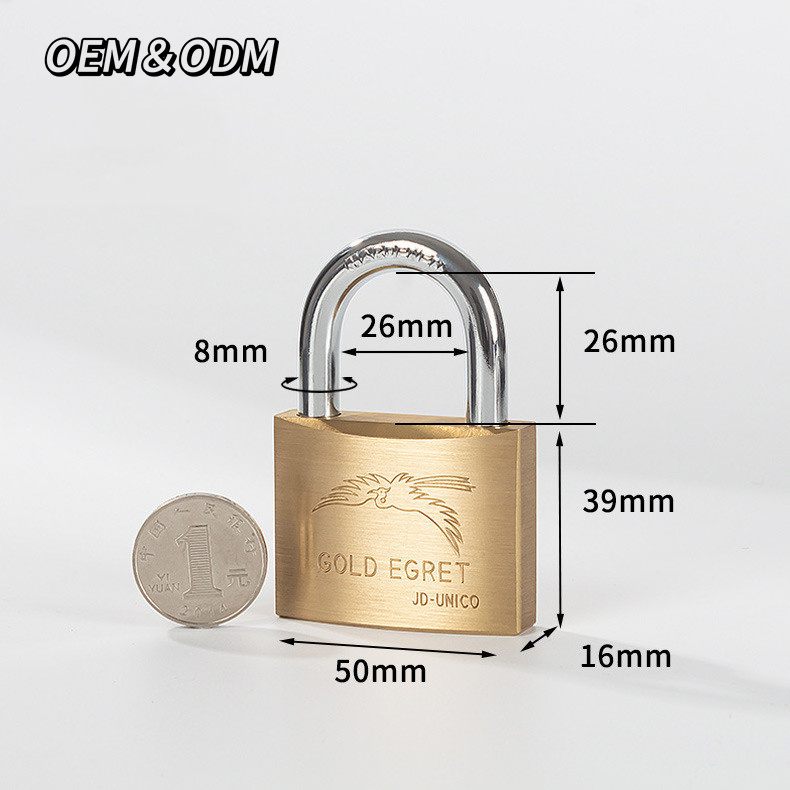 Product Manufacturer Custom Logo Solid Brass Long Shackle Small Lock Padlock