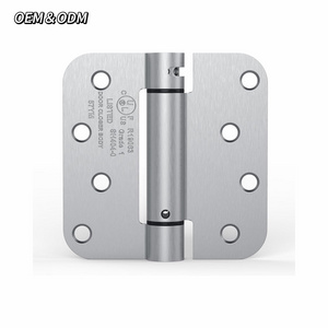 Silver Brushed Nickel Hardware Accessory 304 Stainless Steel Round Corner Spring Door Hinge