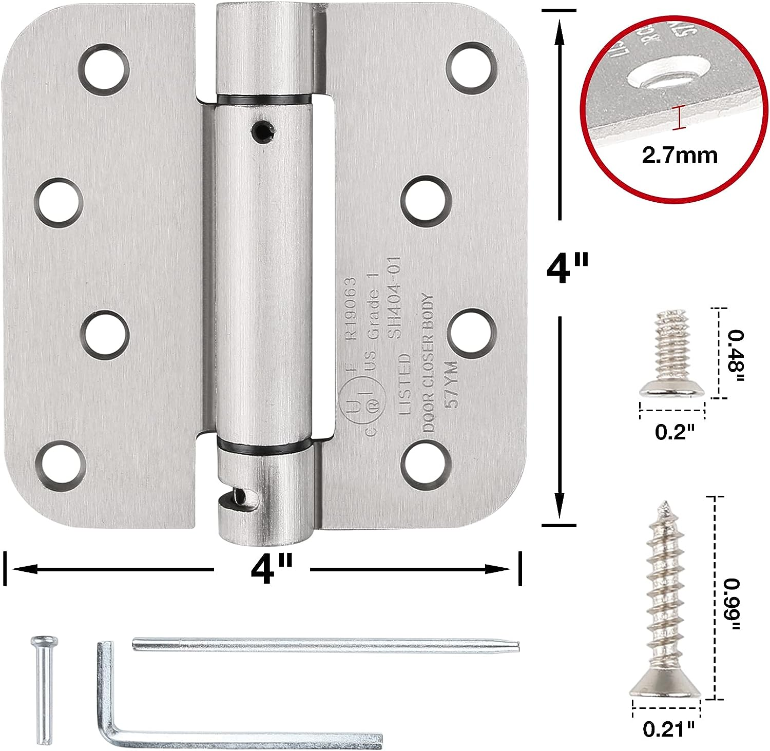 Automatic door closer hinge 3/3.5/4 inch round corner duty matt black ball bearing hinges door hinge