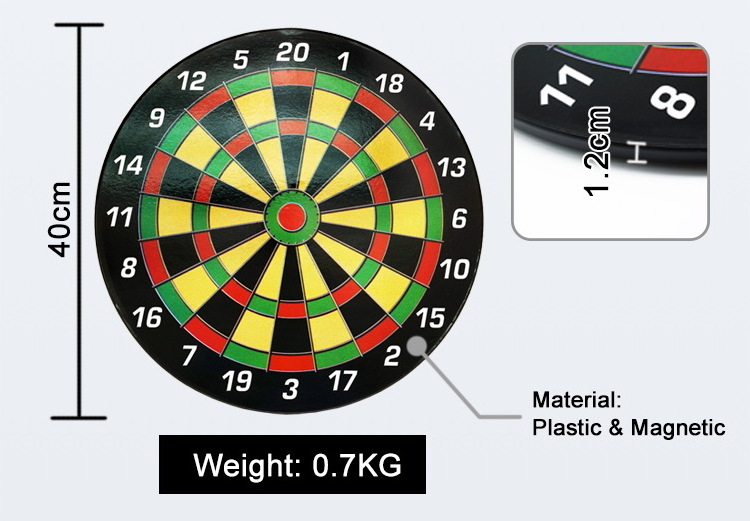 Magnetic Dart Board Game Full Set with 3 Green and 3 Red Darts in Cardboard Box