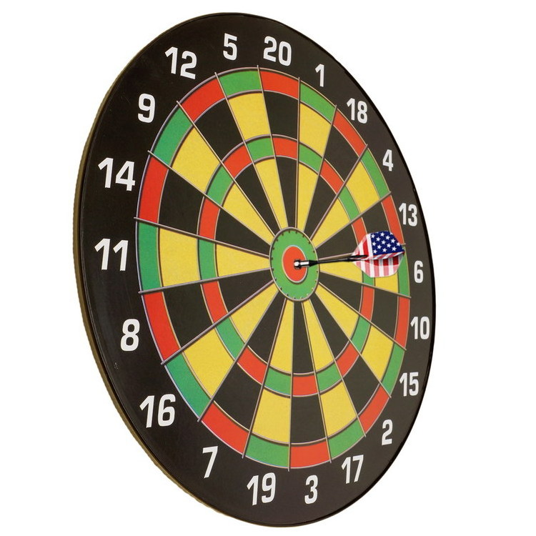 Magnetic Dart Board Game Full Set with 3 Green and 3 Red Darts in Cardboard Box