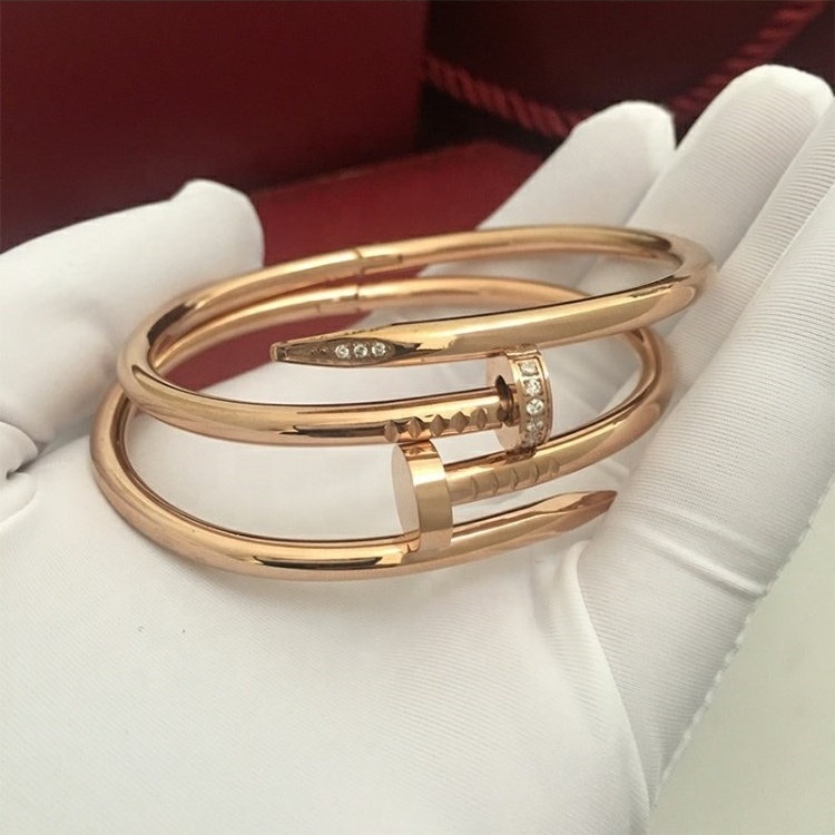 Amazon Hot Sale Fashion Luxury Brand Women Bangle Bracelet Stainless Steel 18K Gold Nail Bracelets