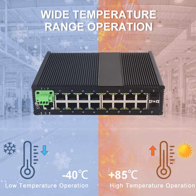Managed Industrial Ethernet Switch DIN rail 16 Gigabit port managed switch
