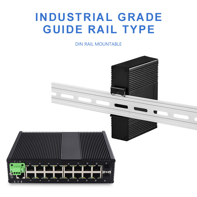 Managed Industrial Ethernet Switch DIN rail 16 Gigabit port managed switch