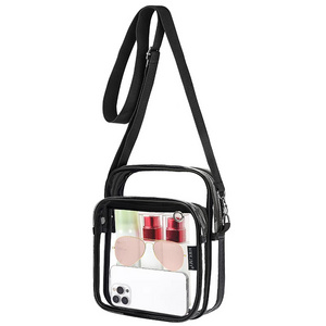 Custom Concerts Stadium Approved Waterproof PVC Vinyl Plastic Clutch Purse Small Clear Transparent Crossbody Purse Sling Bag