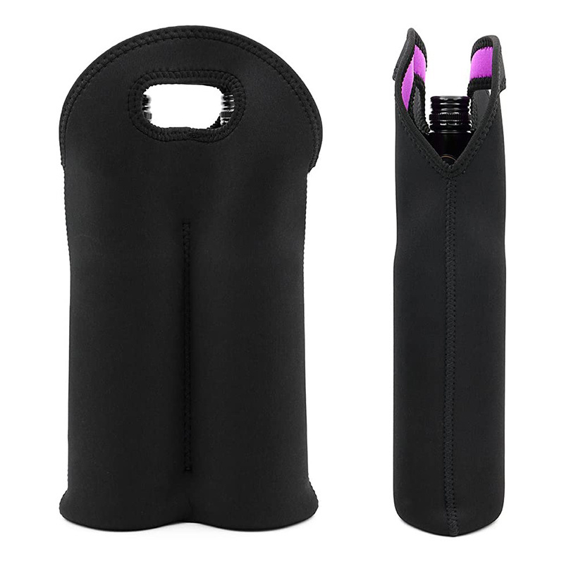 Wholesale Custom Insulated Thermal Bottles Protective Sleeve Cover 2 bottle Wine Bottle Cooler Tote Carrier Neoprene Wine Bag