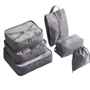 Multi-function Waterproof Polyester Luggage Organizer 7pcs Bag Set Travel Packing Cube Storage Bag