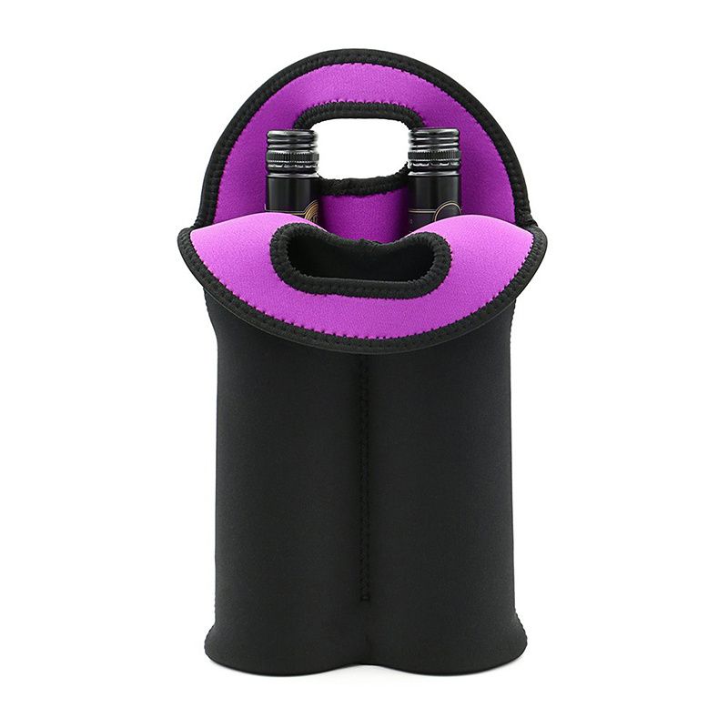 Wholesale Custom Insulated Thermal Bottles Protective Sleeve Cover 2 bottle Wine Bottle Cooler Tote Carrier Neoprene Wine Bag