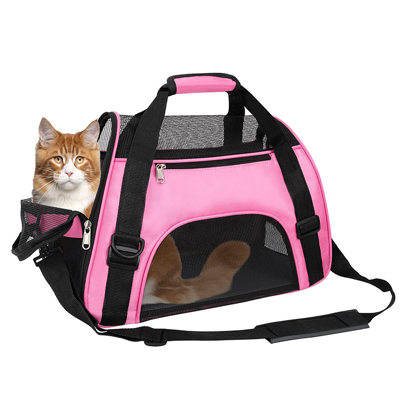 Custom Portable Large Capacity Breathable 4-windows Design Small Pet Dog Cat Carrying Carrier Bag