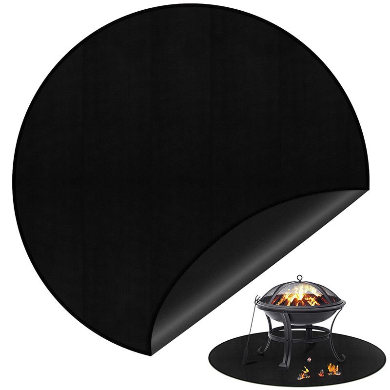 Outdoor Reusable 36 inch Fire Pit Mat Oil-Proof Waterproof BBQ Pad Round Fireproof Under Grill Mat for Solo Stove Bonfire